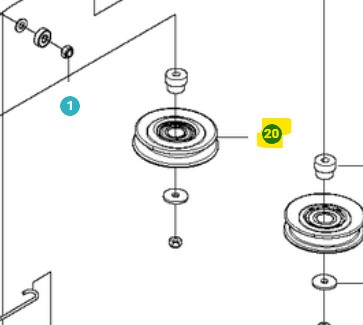 PULLEY ASSY WITH BEARING SPA D i gruppen Reservdelar Gräsklippare / Reservdelar Husqvarna Rider / Reservdelar Rider 419 TSX AWD hos Gräsklipparbutiken (5979226-01)